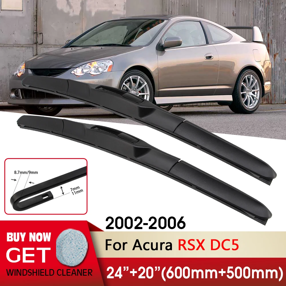 

Car Wiper RHD & LHD Front Wiper Blades 24"+20" For Acura RSX DC5 2002-2006 Fit U Hook Arm Windshield Windscreen Front Window