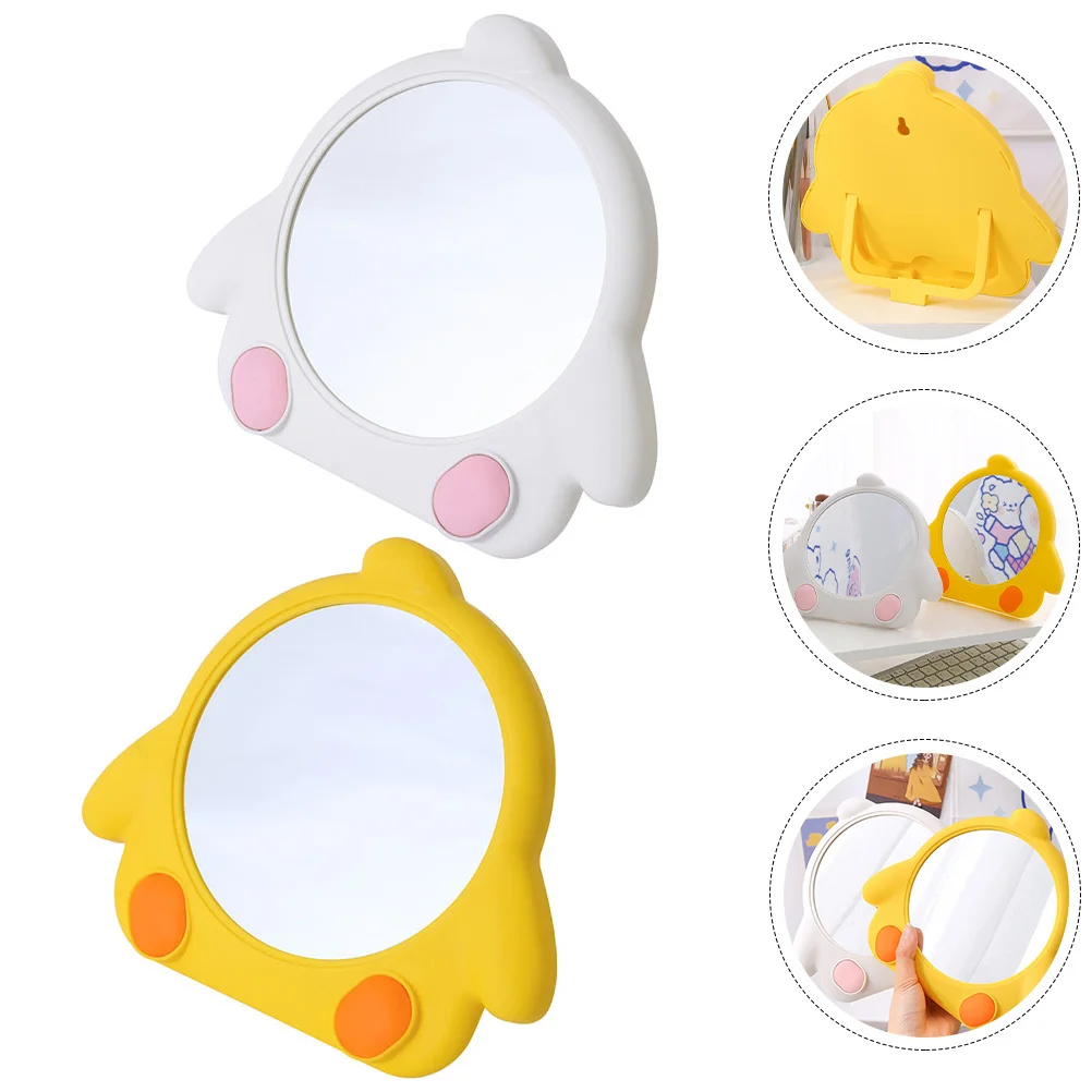 2Pcs Desktop Makeup Mirror Foldable Wall Hanging Table Vanity Portable Mirror Clear Surface for Daily Use