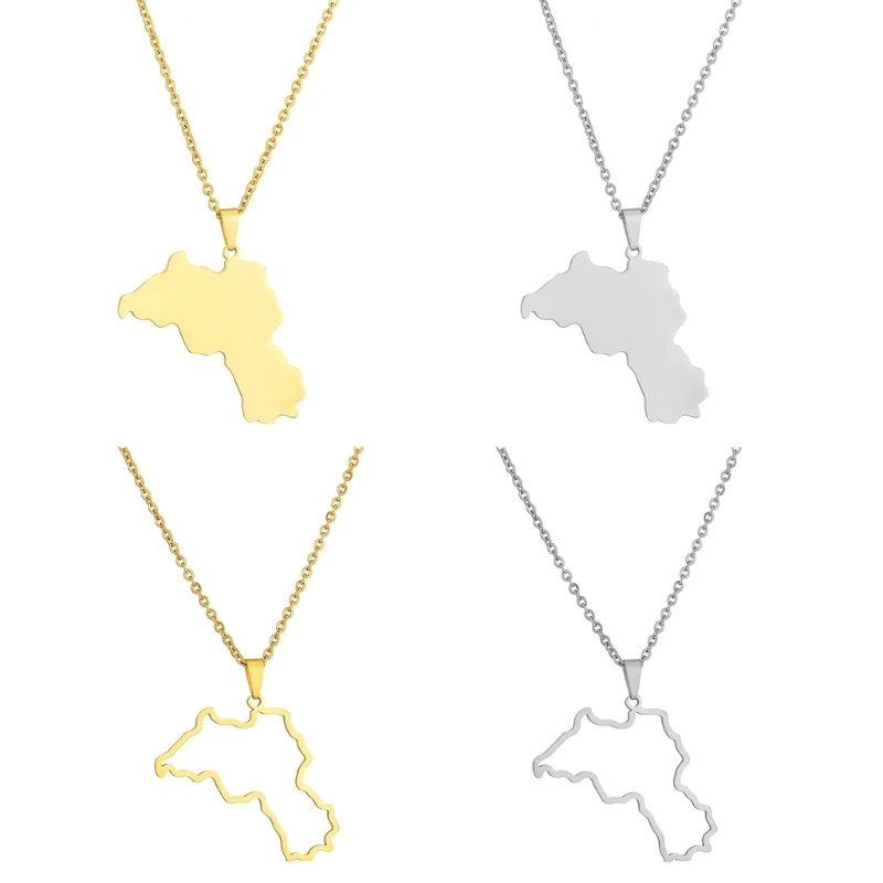 Stainless Steel Kurdistan Map Pendant Necklace for Couple Ethnic Jewelry Valentines Women Men Unisex Charm Gift