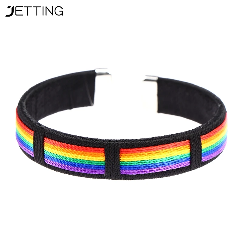 1PCS Fashion Rainbow String Bangle & Bacelet Charms Open Cuff Braclet For Men Women Jewelry