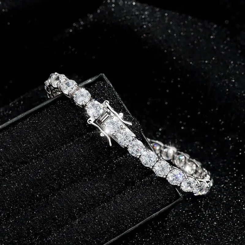 

TS 925 Sterling Silver Moissanite Bracelet 0.1Ct 3Mm D VVS1 Diamond With GRA For Women Sparkling Wedding Party Fine Jewelry