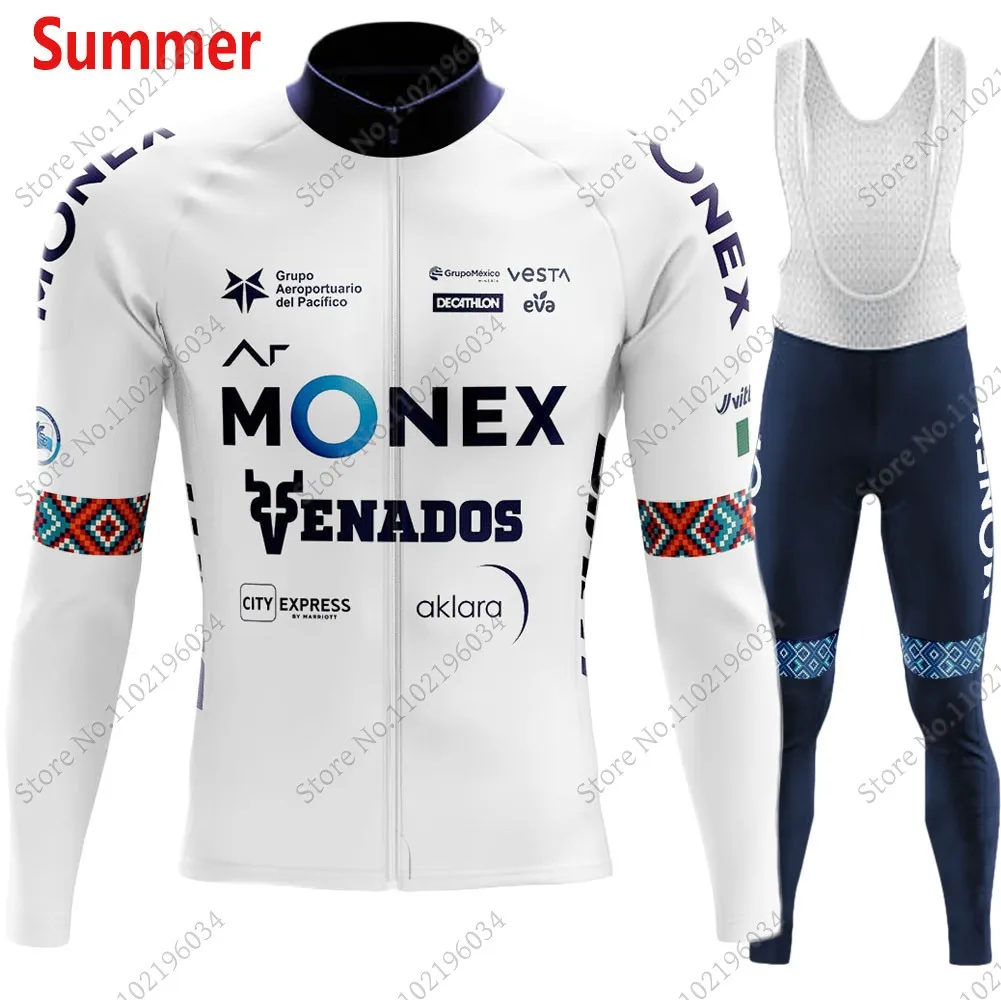 Team Race Ar-Monex 2024 Cycling Jersey Set Mexico Long Sleeve Cycling Clothing Suit Mens Long Sleeve MTB Bike Road Pants Bib