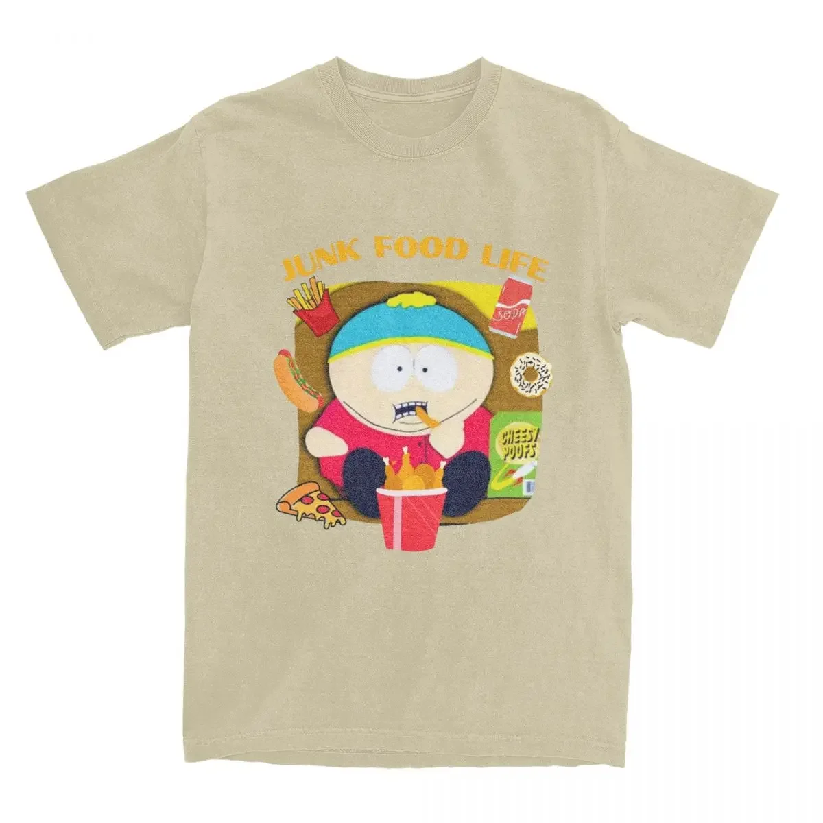 Crew Neck Junk Food Life Cartman Tees Short Sleeve Tops harajuku South-Parks Cartoon T Shirts Men Pure Cotton Casual T-Shirts