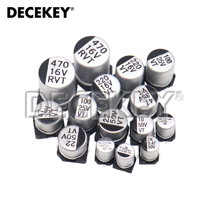 170pcs SMD Aluminum Electrolytic Capacitor Assorted Kit 10Values 0.47uF 1uF 2.2uF 4.7uF 10uF 22uF 47uF 100uF 220uF Samples Set