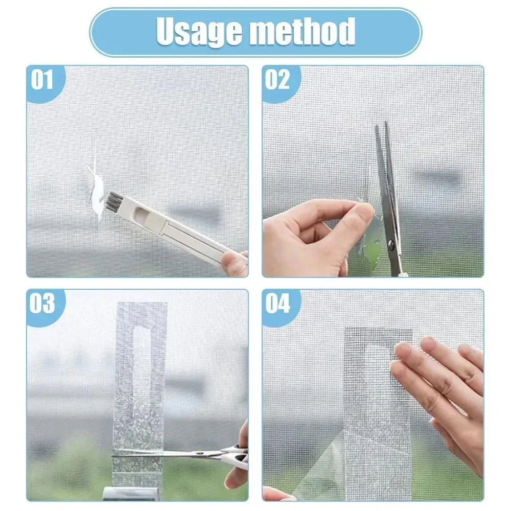 Window Screen Repair Tape Self Adhesive Mesh Tape Net Door Fix Patch Anti Insect Mosquito Mesh Broken Holes Repairing