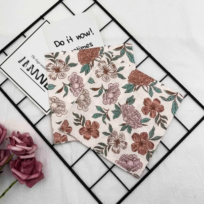 10/20 pcs 33cm New Colorful Printed Napkins Japanese Style Flower-Mouth Cloth Napkins Decorative Painting DIY Decoupage Paper