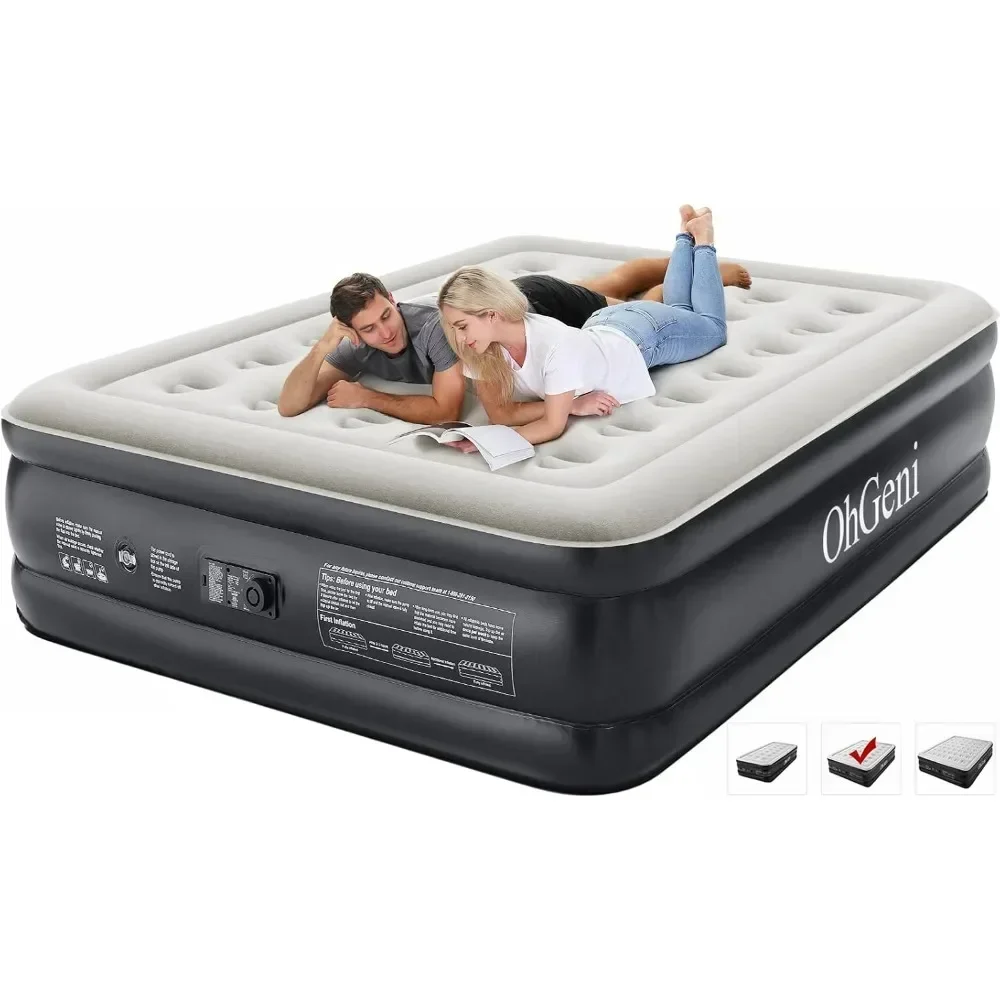 Queen Air Mattress with Built in Pump Blow Up Colchones Inflables Mattress for Guests Foldable Portable Air Mattresses with Carr