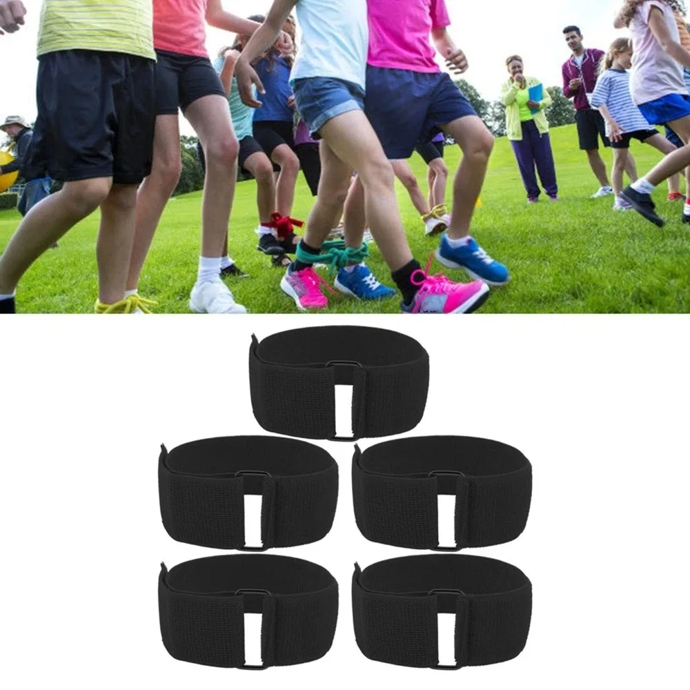 5pcs Group Games Durable 3 Legged Race Bands Firm Bands Elastic Tie Three Legged Race Games Elastic Tie Rope Birthday Party