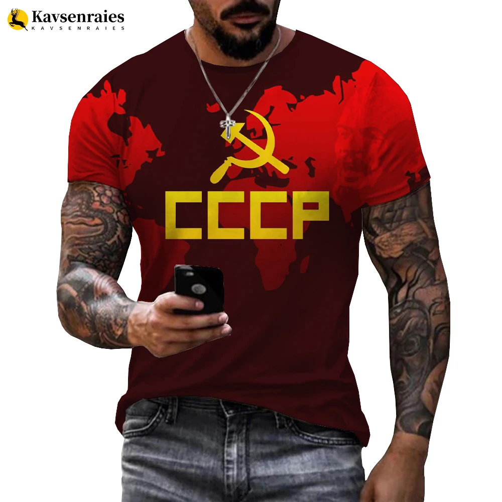 Russian Flag CCCP Emblem 3D T-shirt Men Women Summer Fashion Casual Short Sleeve Russia Bear Printed Harajuku Streetwear Tops