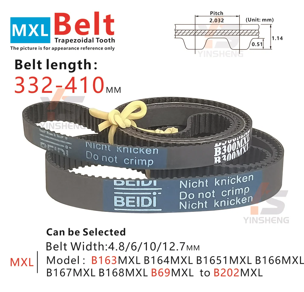 

MXL Timing Belt 332-410mm Small Pitch High Tensile Strength for DIY 3D Printer Transmission Systems 163-202teeth