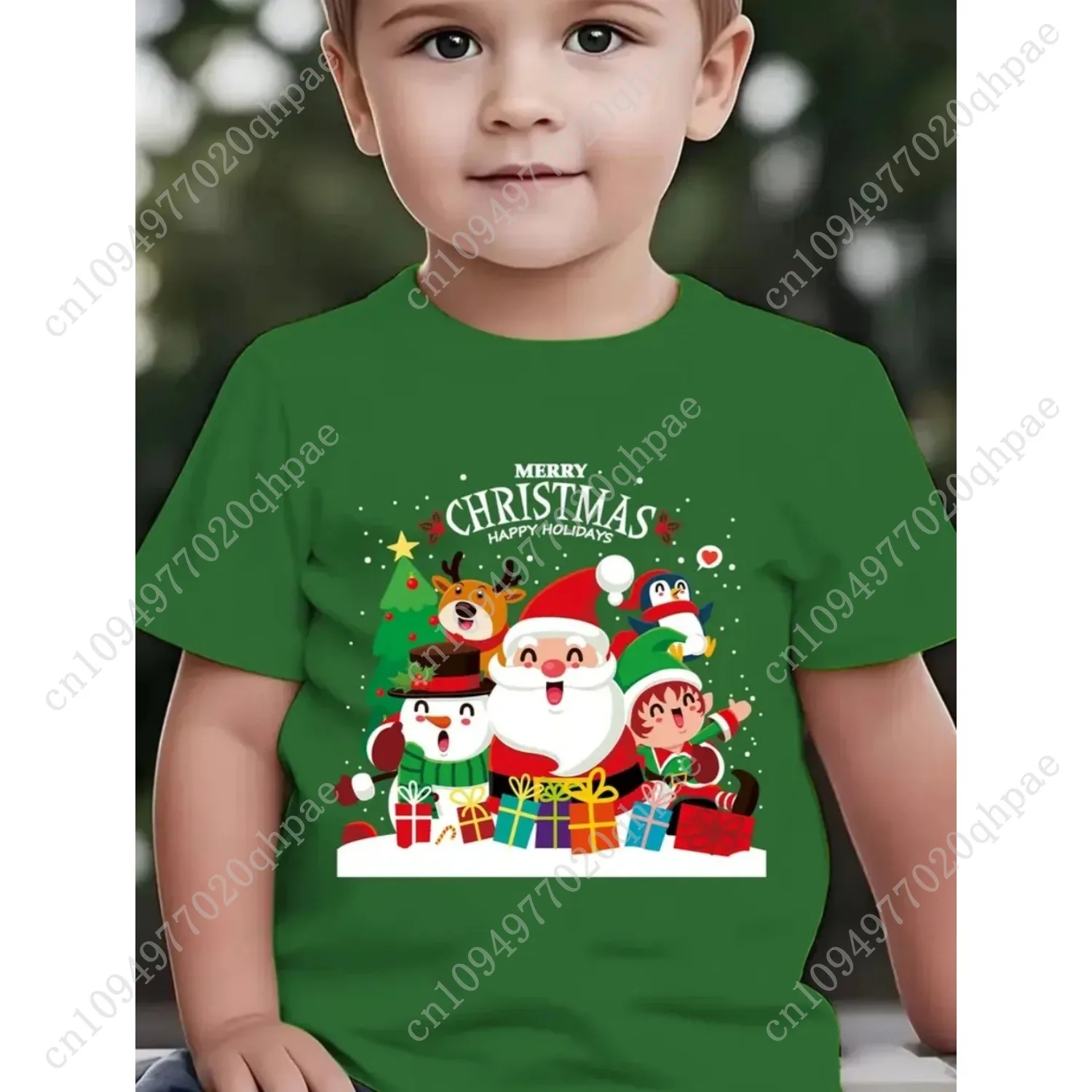 عيد الميلاد الأطفال تي شيرت سانتا كلوز طباعة فتاة الملابس لطيف الكرتون البلوز تيز الصبي بلايز ملابس الأطفال فضفاضة غير رسمية #2