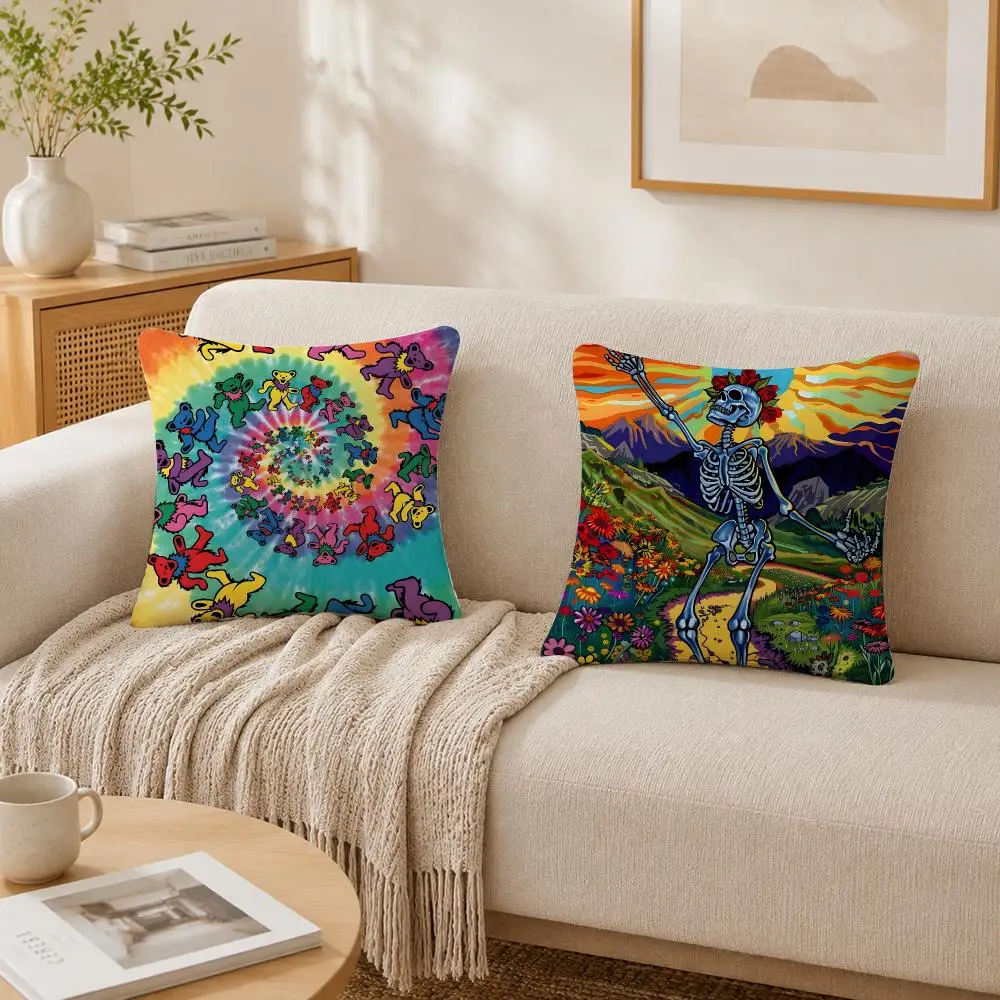 Rock Band G-Grateful Dead Cushion Cover Plush Decorative Pillow Case With Hidden Zipper Cutecore Room Decor For Home