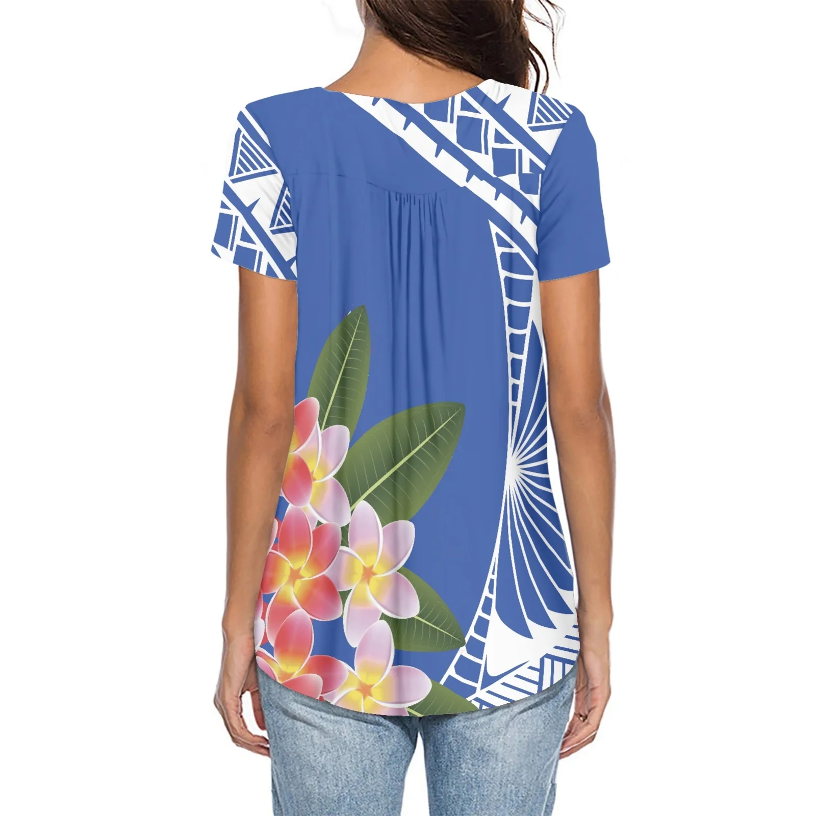 Polynesian Tribal Patterns Print Shirt New Design Crew Neck Short Sleeve T-Shirt Women Summer Clothing Suitable For Any Place