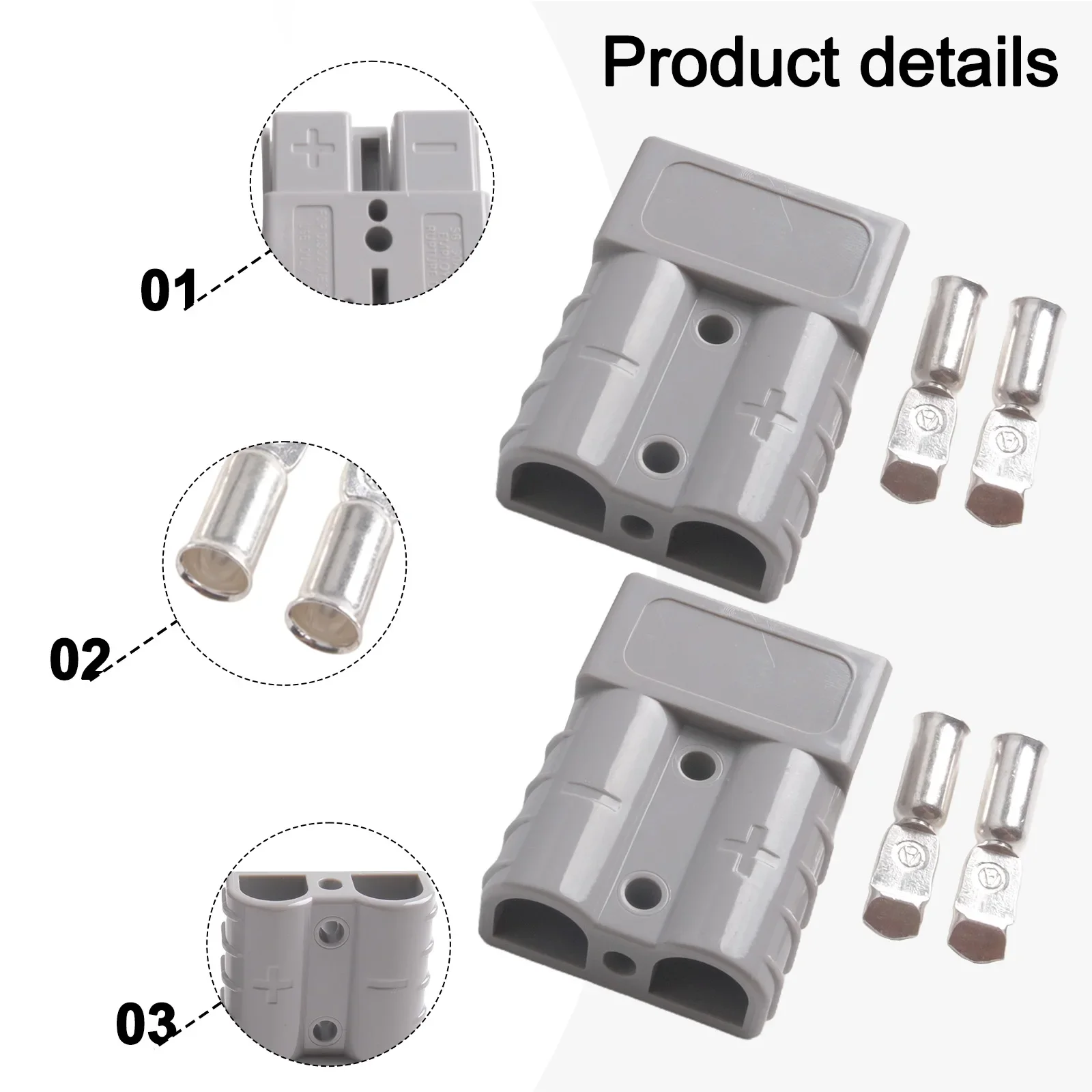 2PCS For Anderson 50A 120A 175A 350A 600V Plug Cable Terminal Battery Power Connector Kit Plug Battery Charging Connector   New