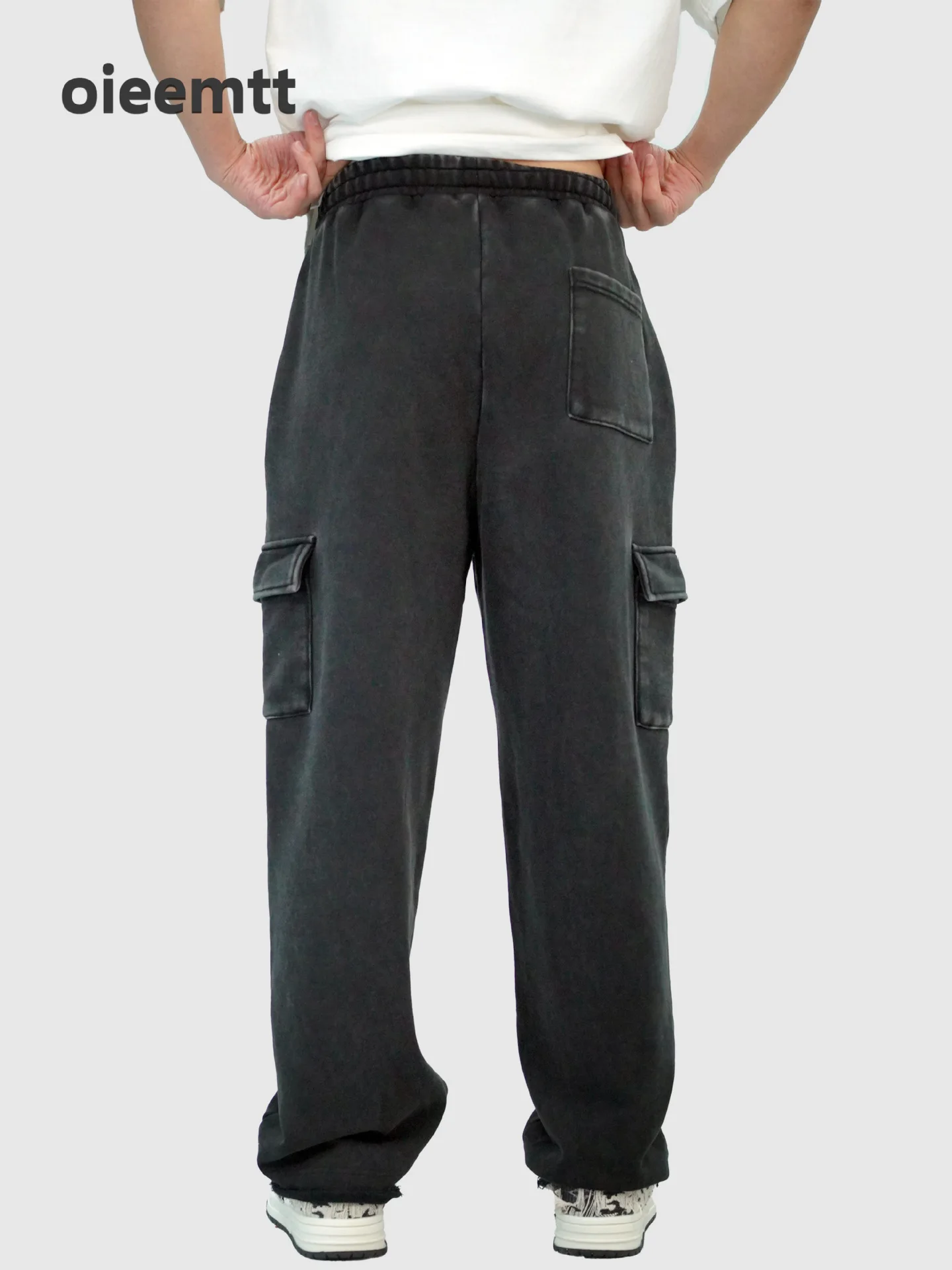 Summer Work Cotton Jogger Casual Pants Men's Outdoor Pants Straight Baggy Sweatpant Wide Trousers for man with Pocket