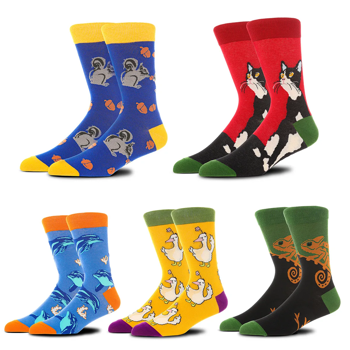 

New Personalized Men's and Women's Trendy Socks, European and American Popular Animal Theme Socks, Mid-Calf Socks