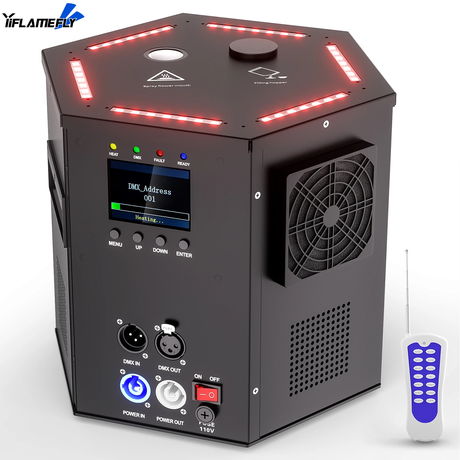 

Yiflamefly 1200 Вт электронная машина для распыления цветов сценическое оборудование машина со специальными эффектами DMX512 для вечеринки, свадьбы, музыкального шоу