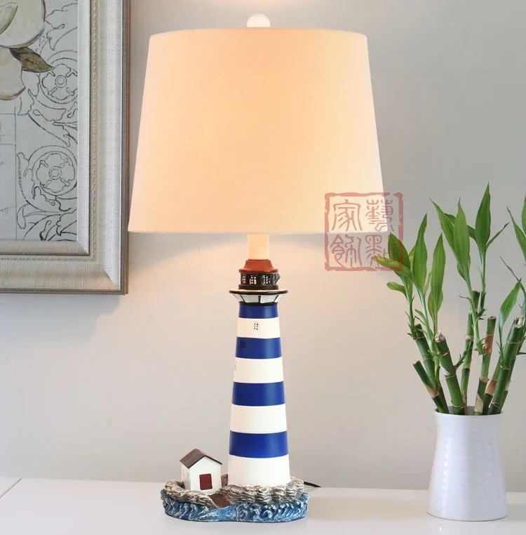 Nordic Creative Mediterranean Lighthouse Table Lamp Cartoon Children's Model Room Study Bedroom Art Decoration Table Lamp