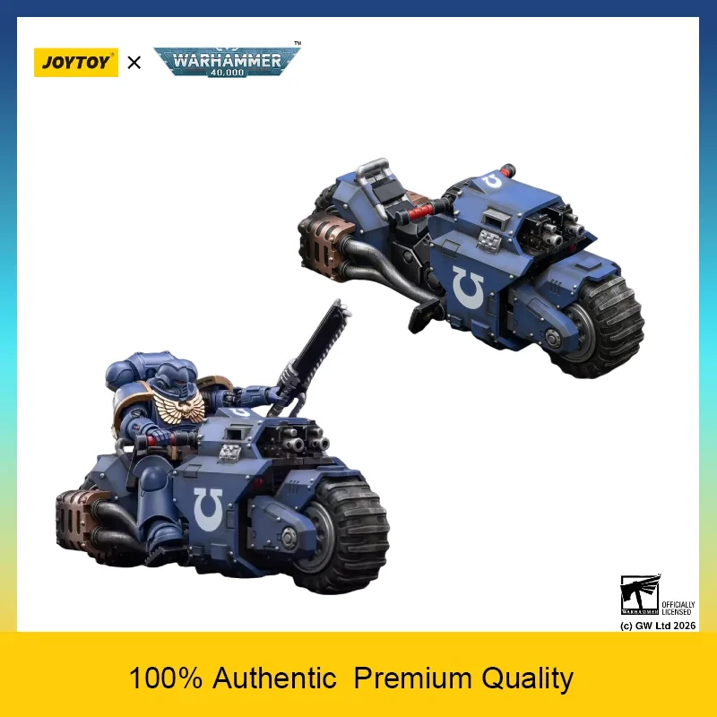 

JOYTOY Warhammer 40k Ultramarines Outrider Bike 1/18 Vehicle & Action Figure Set Articulated Collectible Model Toys JT2832