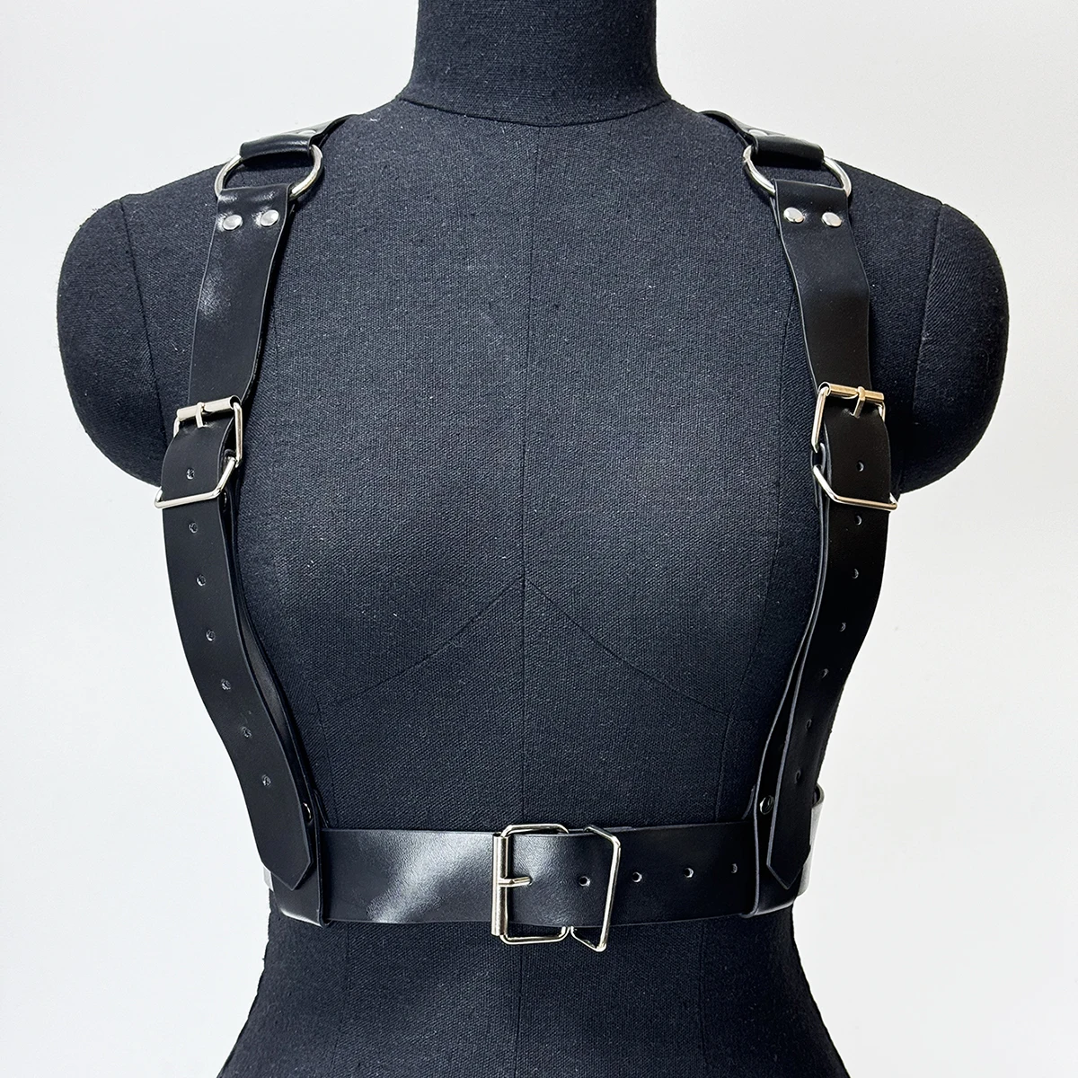 Frauen Mode Gürtel Breites Korsett Leder Mieder Taille PU Leder Gürtel Körper Harness Goth Kleidung Zubehör – Detail 12