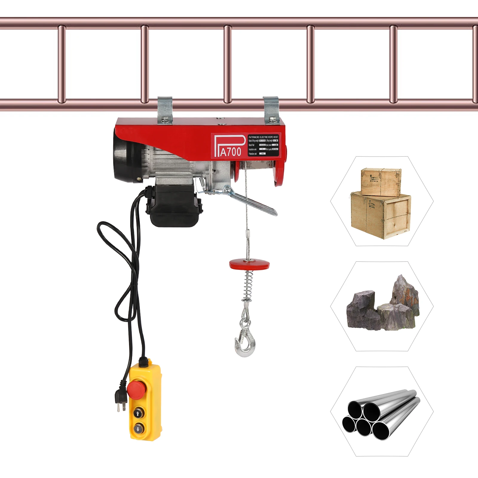 Electric Hoist 700kg/1543lbs Electric Winch with Remote Control