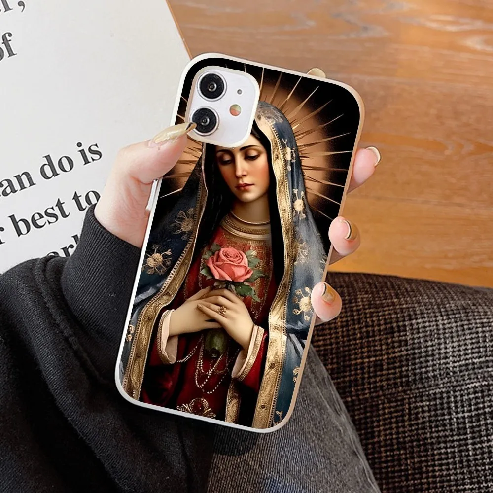 Casing ponsel Retro Our Lady Of Guadalupe warna polos lembut untuk Iphone 14 11 12 13 Mini Pro Max 7 8 Plus 6 6s X Xs Max Xr