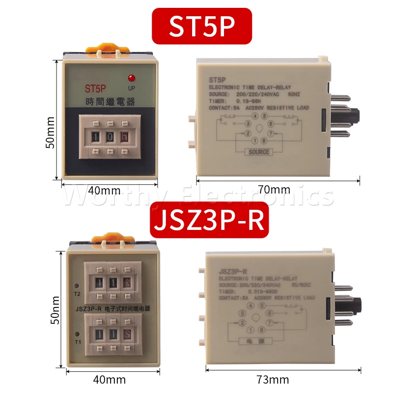 Free shiping    10PCS Genuine JSZ3P-R Electronic Infinite Loop Time Relay ST3P-R 220V 380V 24V 12V 110V Power-on Delay