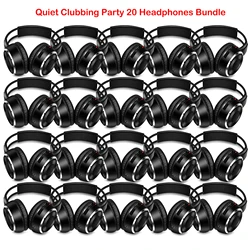 Silent Disco Compete System Black Folding Wireless Headphones - Quiet Clubbing Party 20 Headsets Bundle