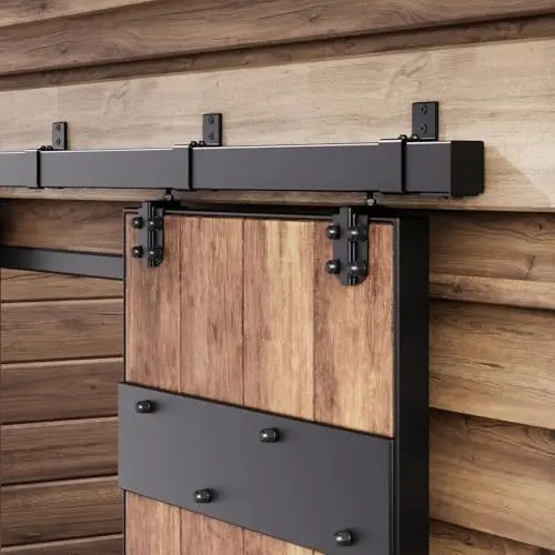 

Easelife 6.6FT Outdoor Sliding Barn Door Hardware Kit – 450lb Capacity, Black Weather-Resistant Steel, Fits 40in Door