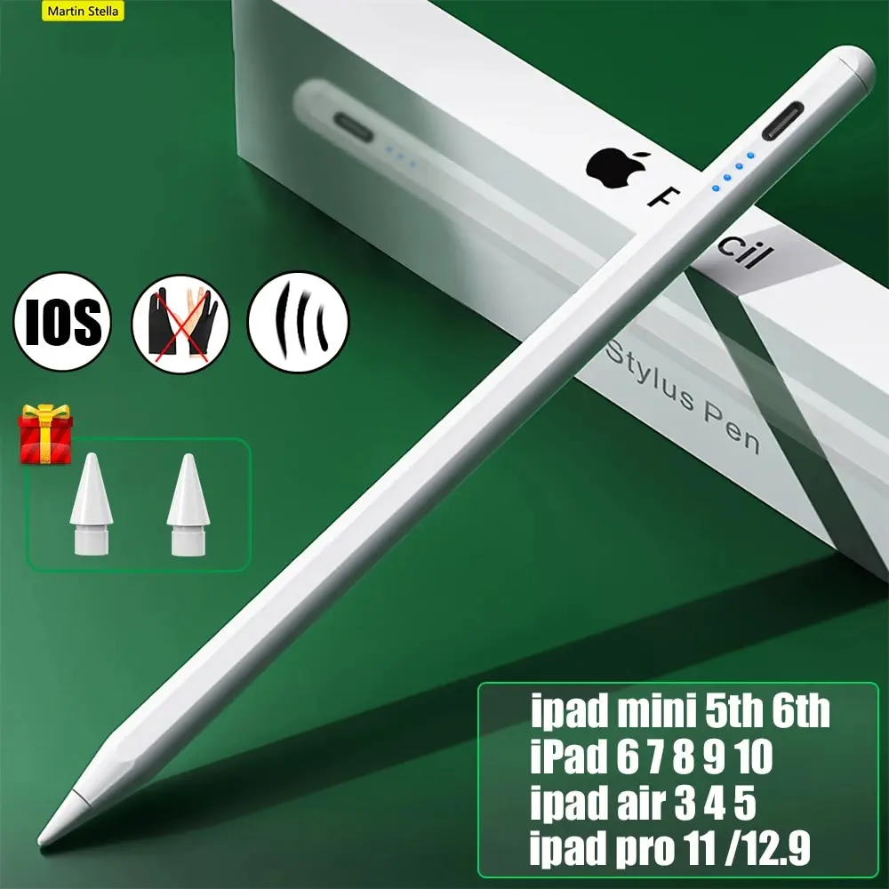 Voor Appelpotlood 2 1 Stylus Pen Touch Voor Ipad Air 5 4 9 10 6/7/8 Generatie Mini 6 Pro 11 12.9 Handpalm Afwijzing Kantelgevoeligheid