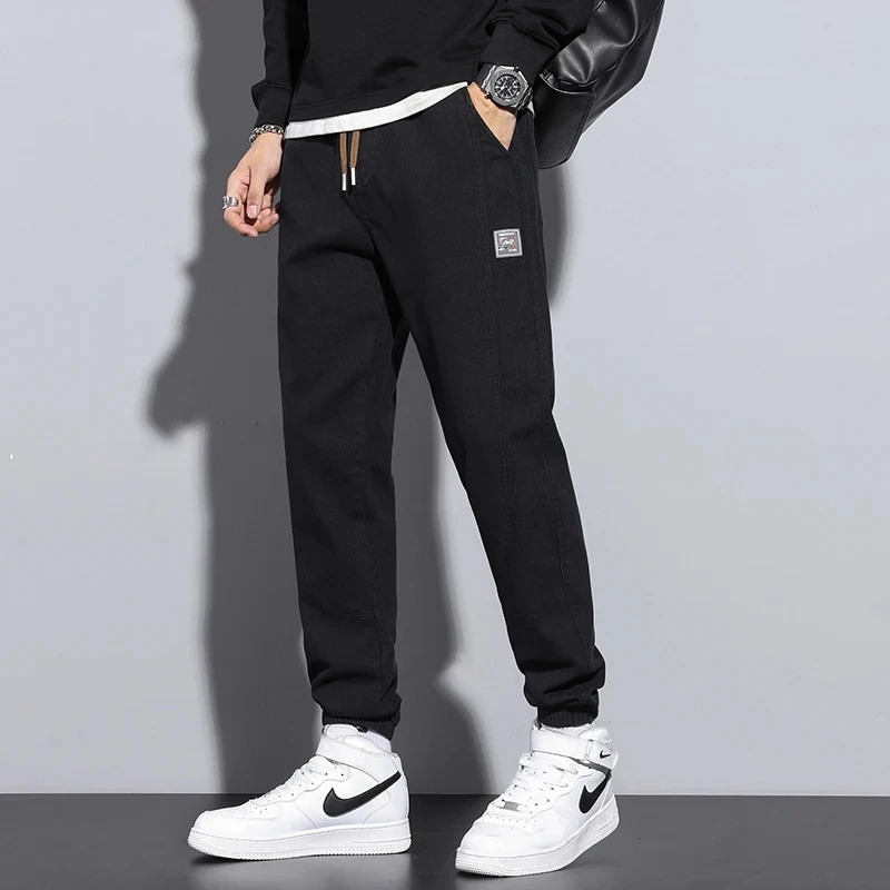 M-5XL Autumn Winter Men\'s Cotton Jogger Pants Fashion Streetwear Elastic Waist Harajuku Cargo Trousers Brand Clothes Black Gray