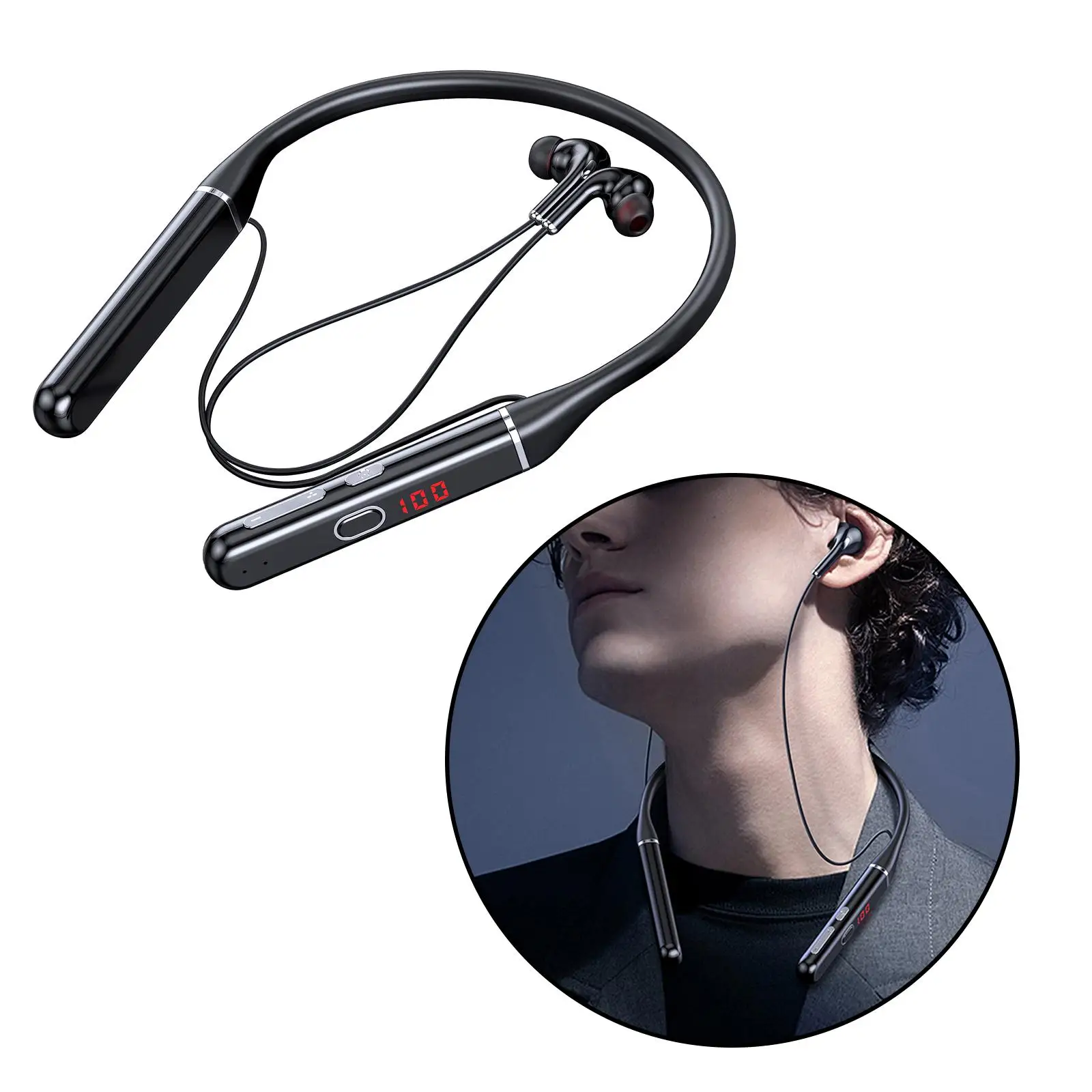 Headphones Neckband Sweatproof Stereo Earphones IPX3 Waterproof