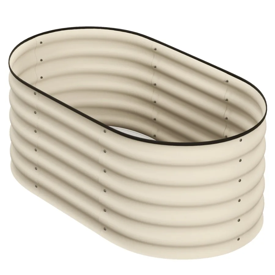 

Galvanized Raised Garden Bed Cream 3.4x2ft with Safety Edging Metal Planter Kit for Vegetables