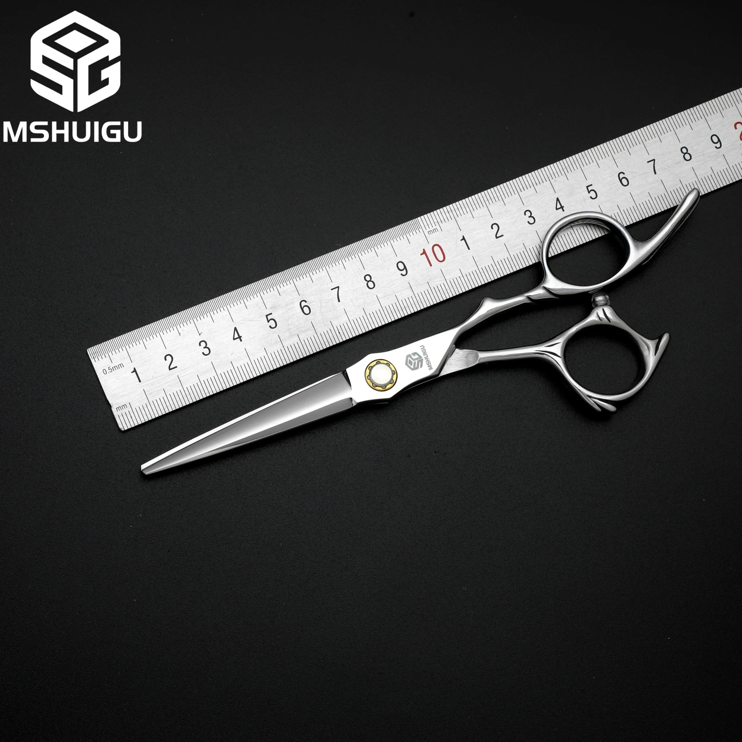 MSHUIGU 6-Zoll professionelle Friseurschere, multifunktionale Effilierschere, umkehrbare Zähne, 440C Stahl, für Familienhaarschnitte – Detail 2