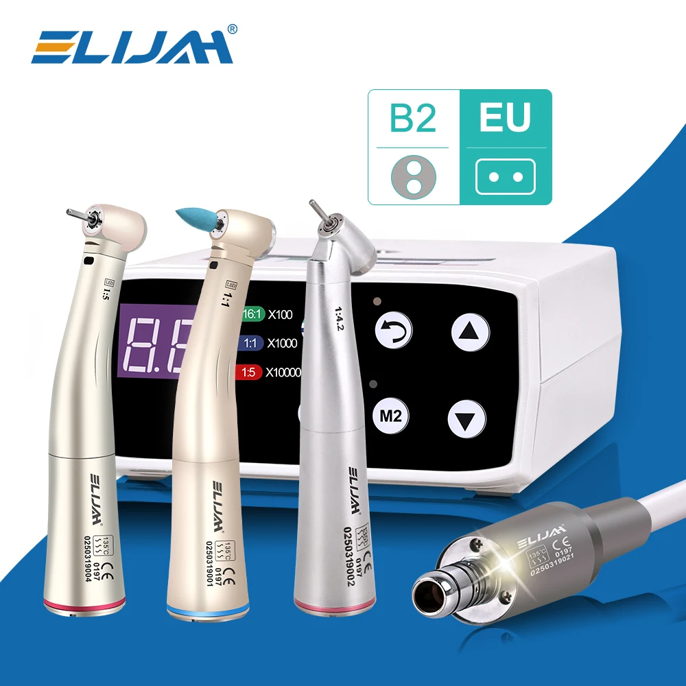 ELIJAH Tandheelkundige Borstelloze LED Micro Motor Interne Spray Elektrische Motor 1:1 1:5 Contra Hoek Lage Snelheid Handstuk Tandheelkundige Apparatuur