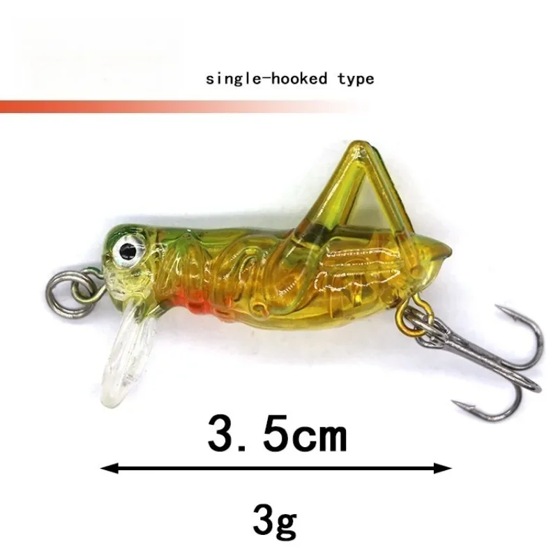 1pc 3g Mini Cricket Grasshopper Insect Lure for Fishing with Treble Hook Wobbler Hard Bait for Freshwater Fishing Fishing Lures