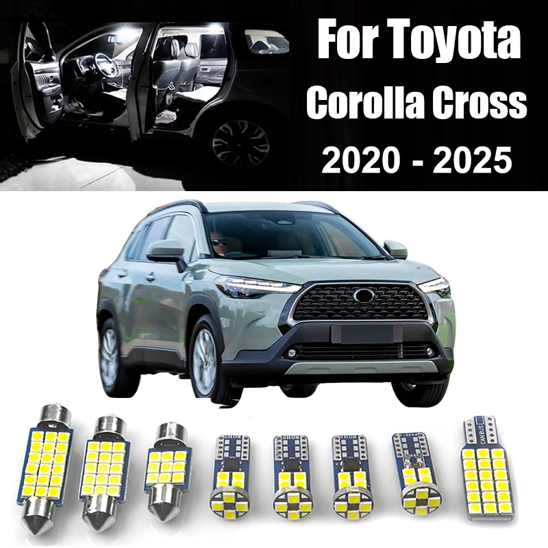 For Toyota Corolla Cross XG10 2020 2021 2022 2023 2024 2025 12pcs Car LED Bulbs Dome Lamp Vanity Mirror Trunk Light Accessories