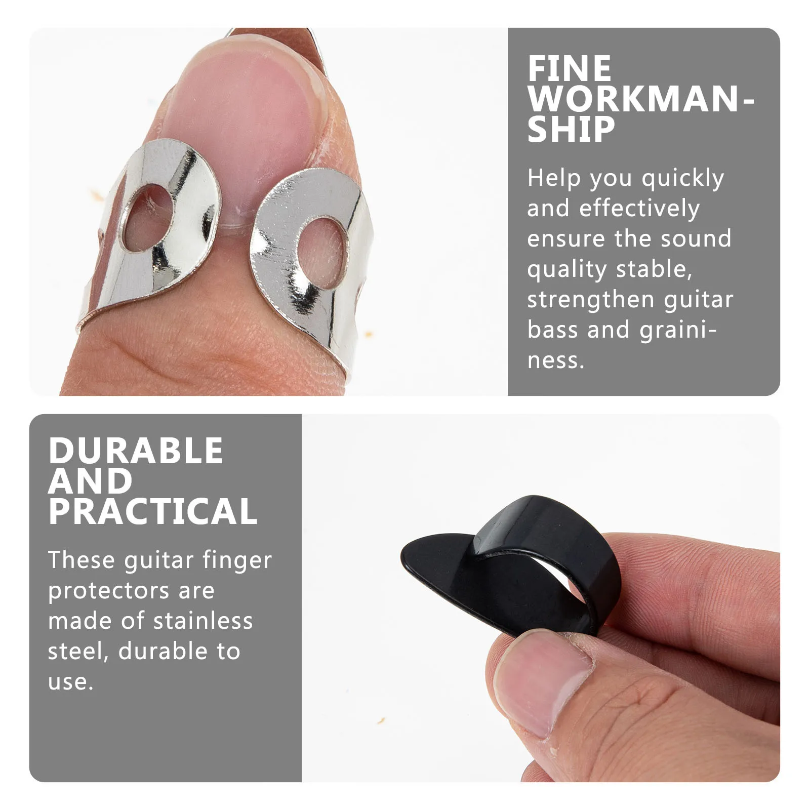 

1Set Thumb and Finger Pick Set Durable Metal Guitar Accessory No Smell Reusable Easy Store Thumb and Finger Pick