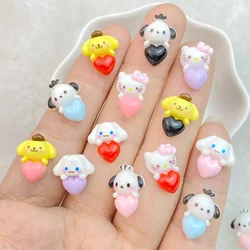 송진 미니 귀여운 만화 미니 혼합 강아지, 고양이 네일 아트, 플랫백 라인석 아플리케, DIY 웨딩 스크랩북 장식 공예, 20 개