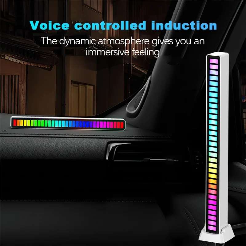 RGB LED Strip Light Music Sound Control Pickup Rhythm Ambient Lamp Atmosphere Night Lights For Bar Car Room TV Gaming Decoration