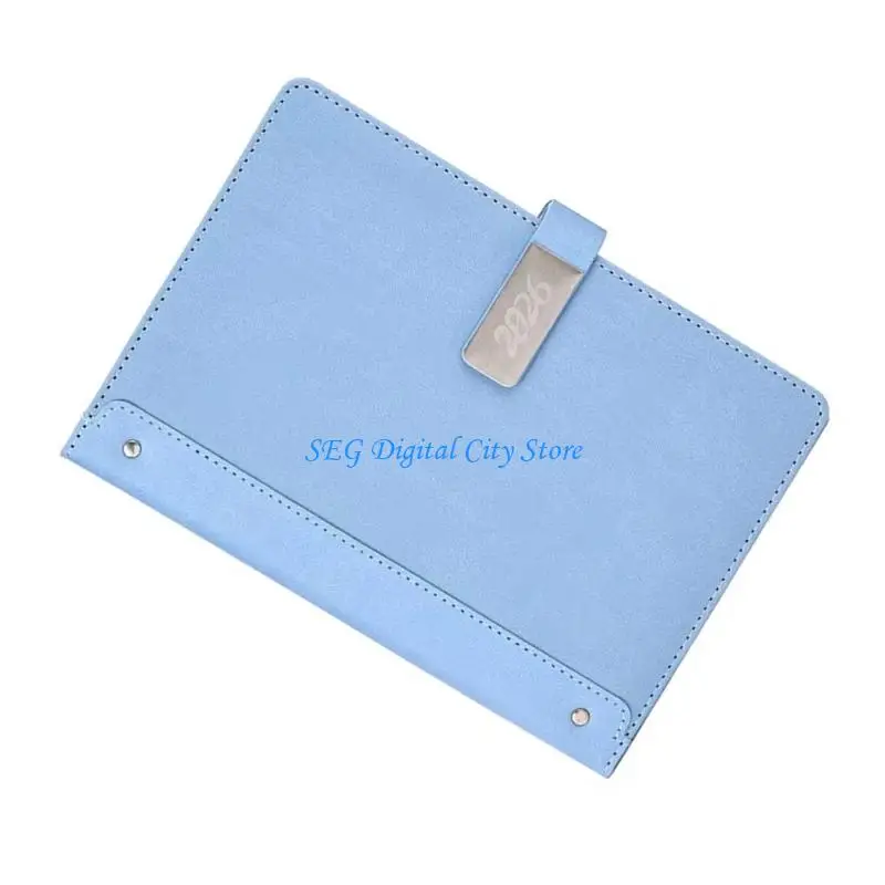 U75B 2026 Day Planner with Closure Elastic Pen Slots Leather Academic Journal Notebook for Daily Scheduling Planning