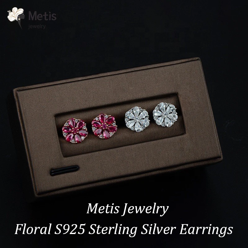 

Floral 3*6 MM Pear Cut Citrine High Carbon Diamond Gemstone Flower Studs Earrings 925 Sterling Silver Fine Jewelry Wholesale