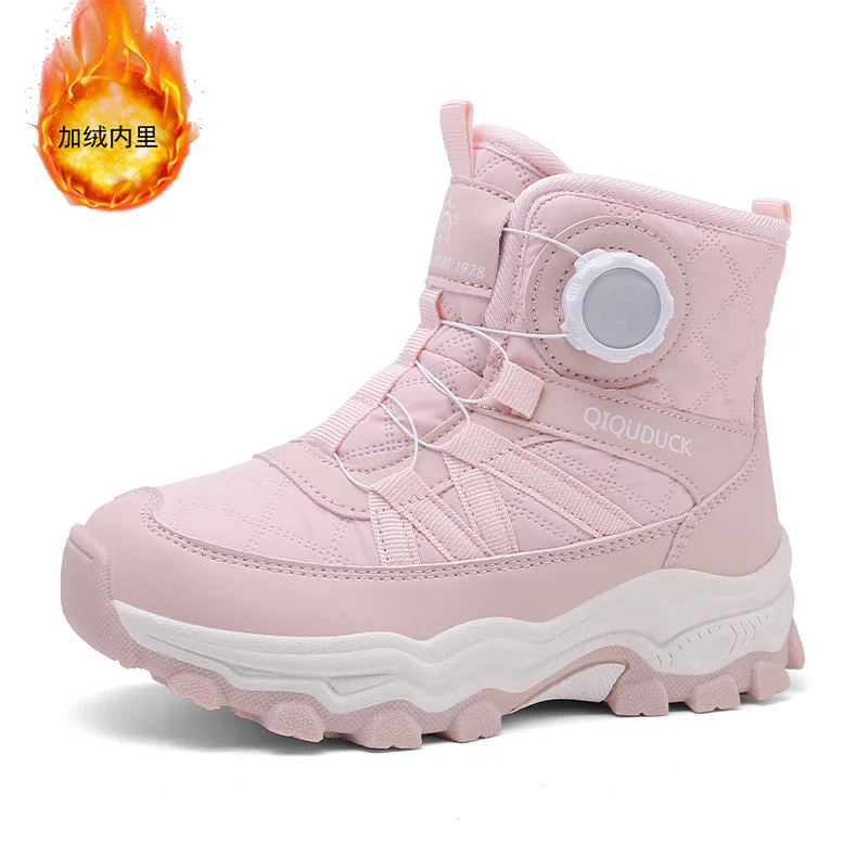 Kids Snow Boots Winter Fashion High Top Warm Plush Comfortable Anti Slip Boys Girls Walking Shoes Outdoor Sneakers Size 30-40