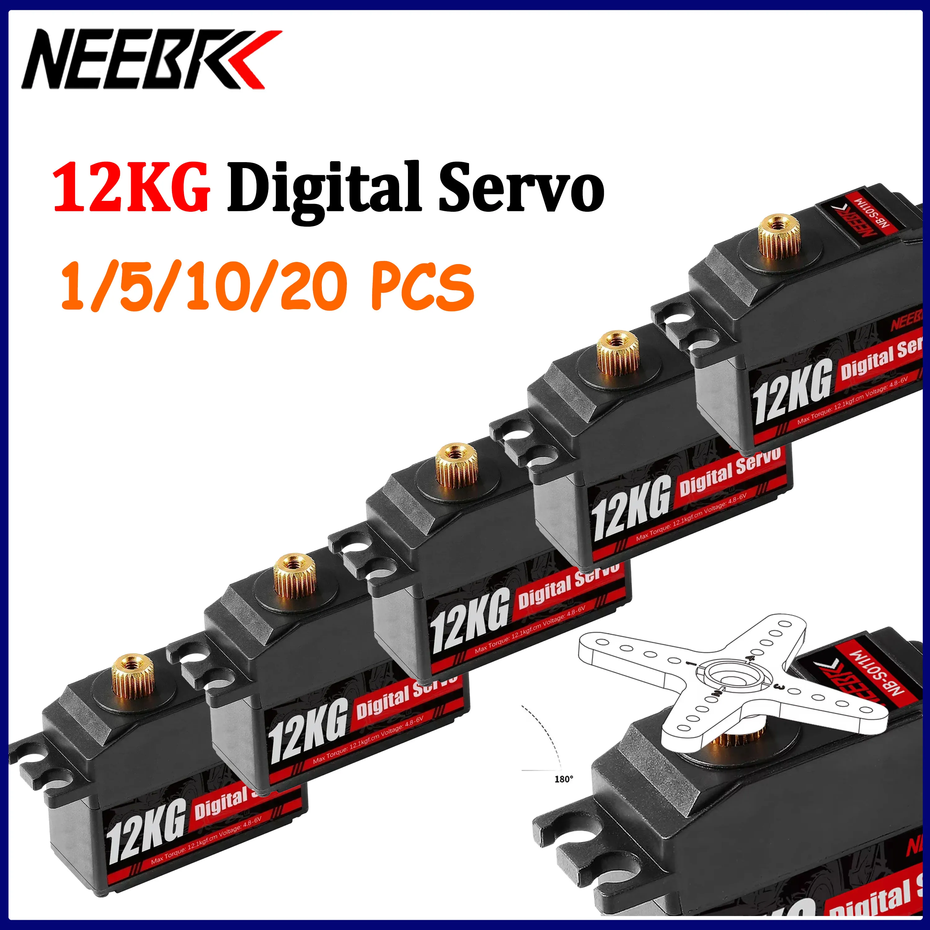 NEEBRC 12KG Digital Servo Metal Gear Low Profile for 1/12 1/14 RC Crawler Car Truck Buggy Wltoys 12428 12423 WPL MN128 Parts