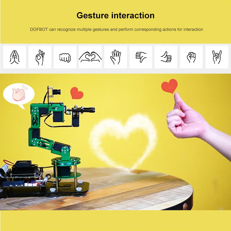 Raspberry Pi 5 AI Vision Robotic Arm And Camera 2 In 1 Kit With Recognition, Tracking And Grabbing Actions For AI Training