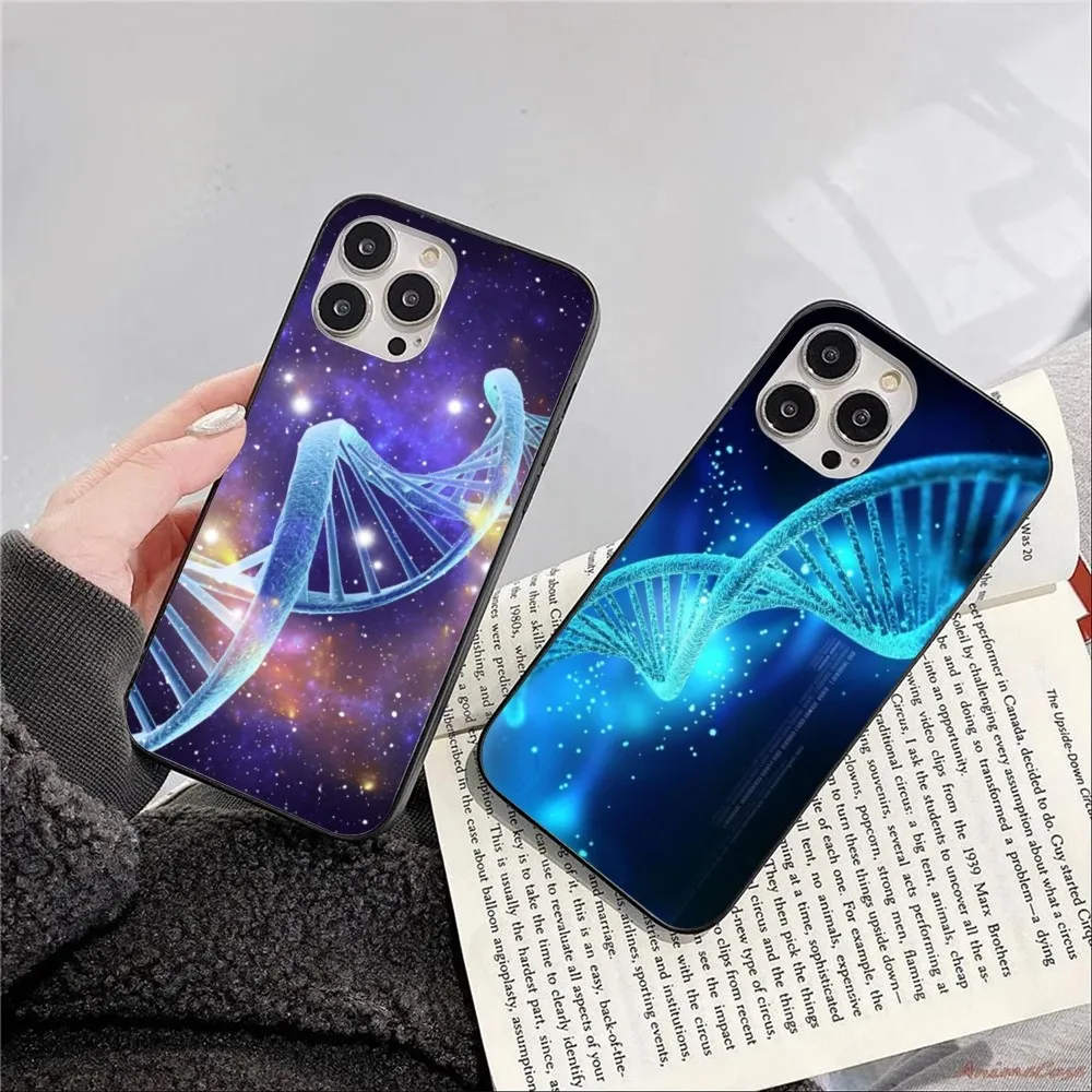 DNA Brain Neuron Mobile Phone Case for iPhone 15 14 13 12 11 XS X 8 7 6 Plus Mini Pro Max SE 2022 Black Soft Phone Cover Funda