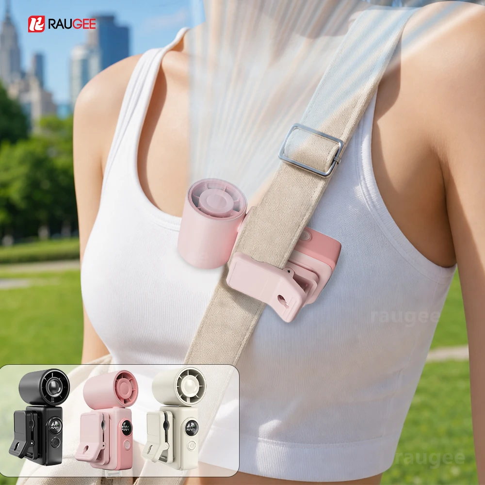 Tragbarer Clip-Ventilator, freihändig bedienbarer persönlicher Handventilator, 360° drehbarer Taschenventilator für Reisen, Outdoor, Kinderwagen-Ventilator, Mini-Clip-Ventilator
