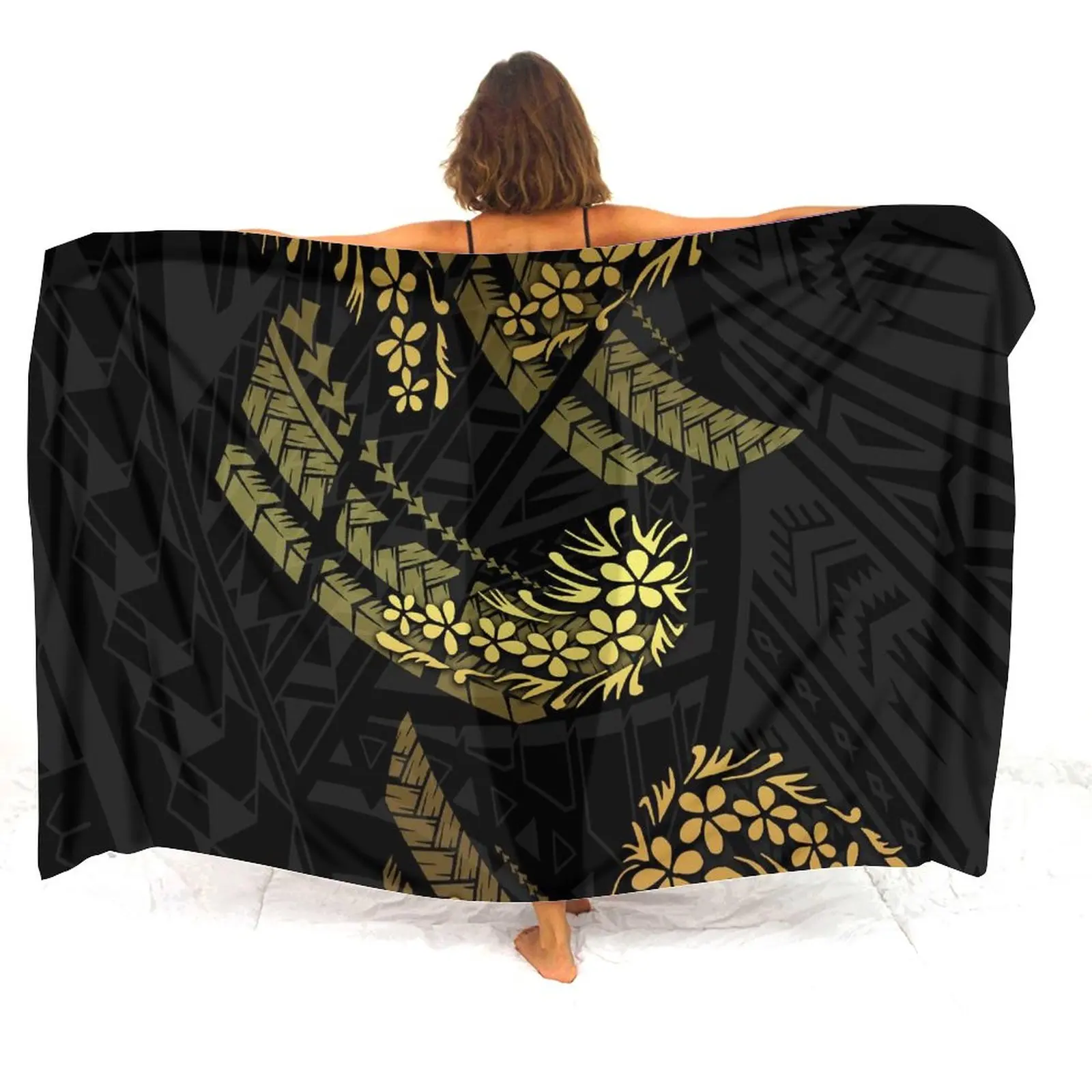 Custom Sarong Vintage Art Print Polynesian Sunblock Casual Sarong Women\'s Summer Beach Bikini Wrap Scarf