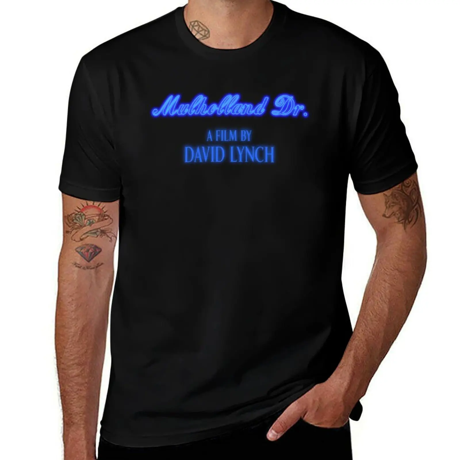 Neon Mulholland Drive T-Shirt Work Daily Short Sleeve Top