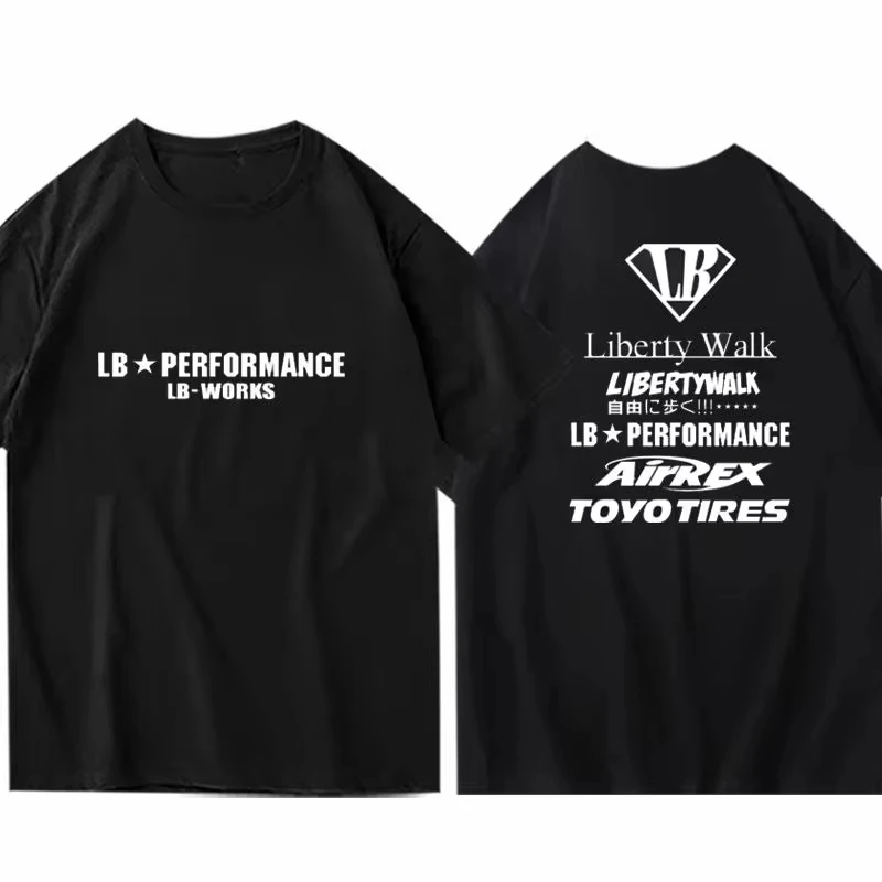 2026 Men JDM Liberty Walk Racing Graphic T Shirt Back Print Car Modification Short Sleeve Crewneck Streetwear Tee